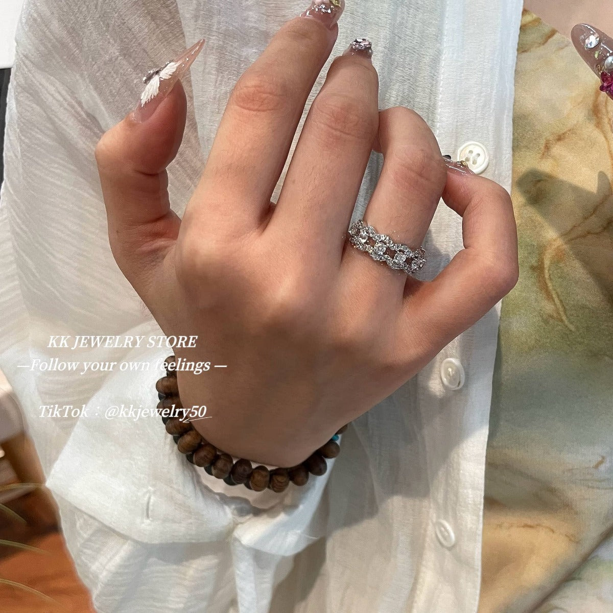 Special flash!! S925 silver new double-layer lace ring