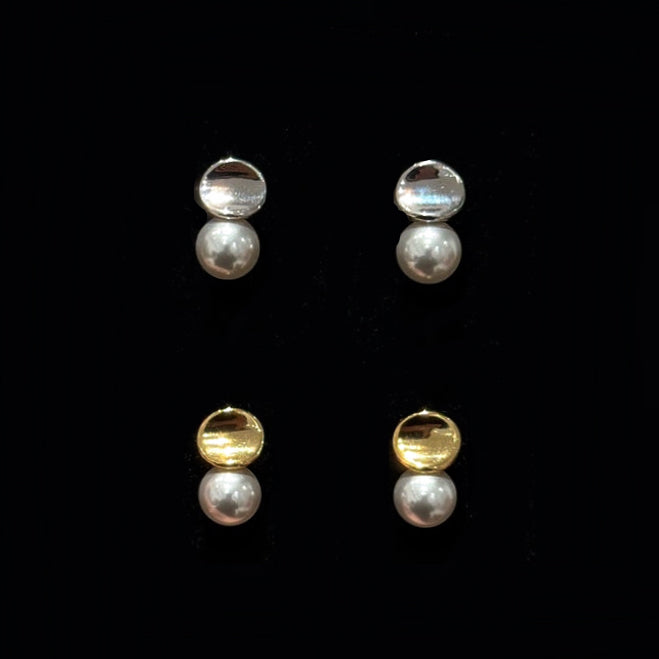 Faux real hemp gray pearl stud earrings