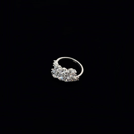 925 Silver 6.5mm Round High Carbon Diamond Ring