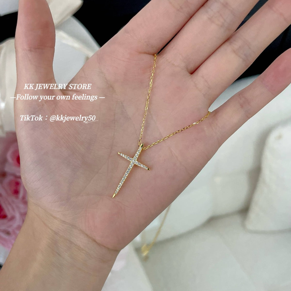 S925 Sterling Silver Very Fine Cross Necklace