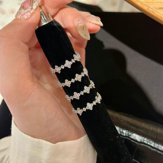 925 Silver Four-Leaf Flower Full-Diamond Ring