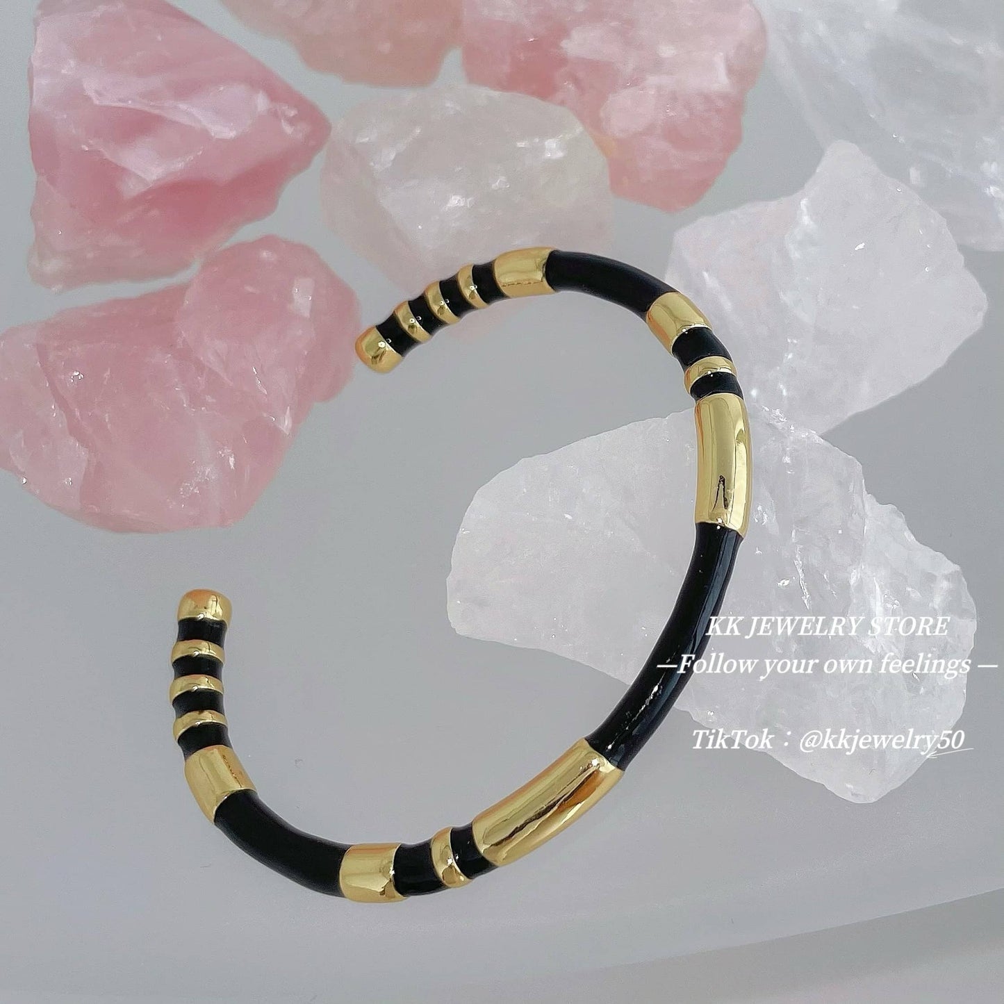 Enamel color matching brass bracelet