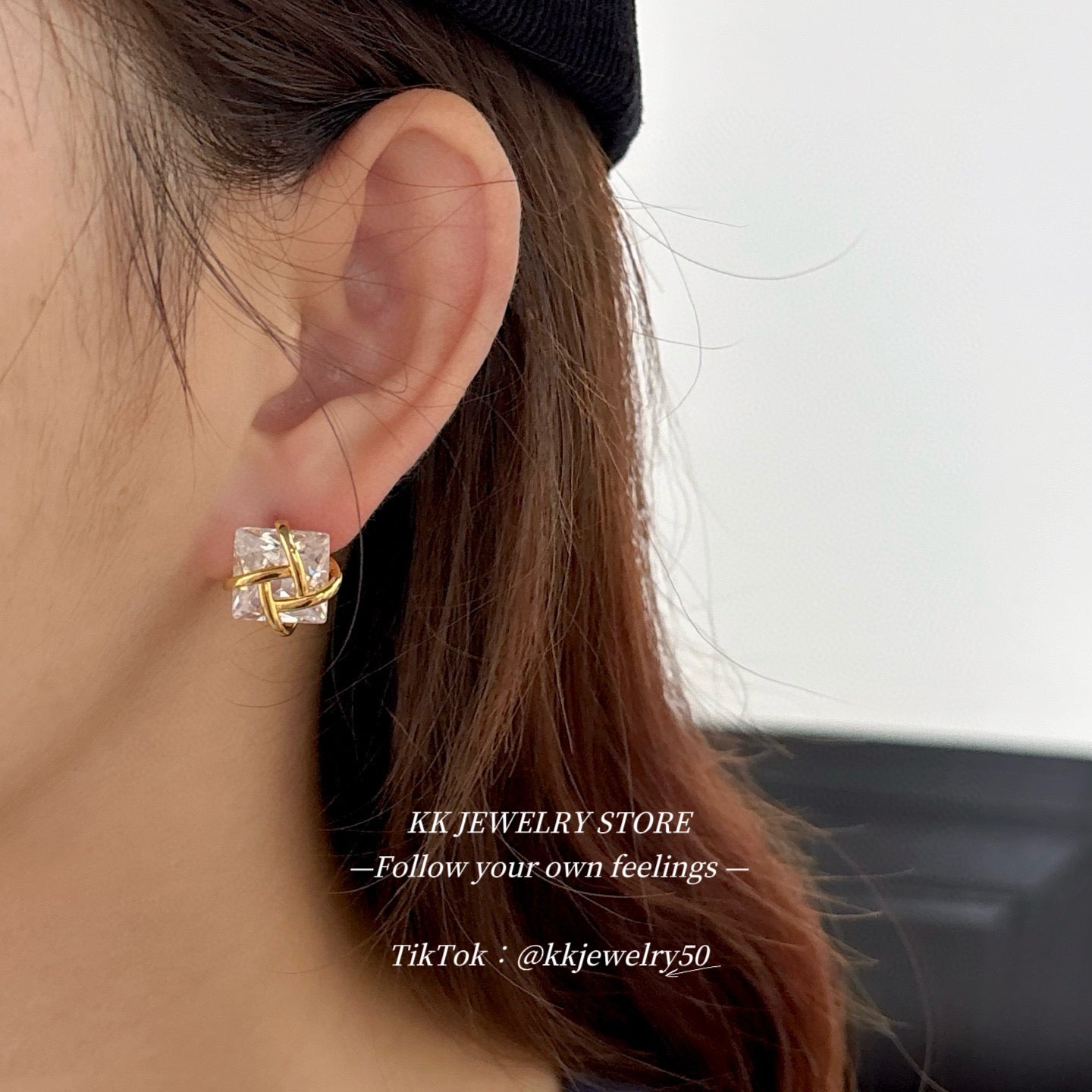 Brass gemstone earrings