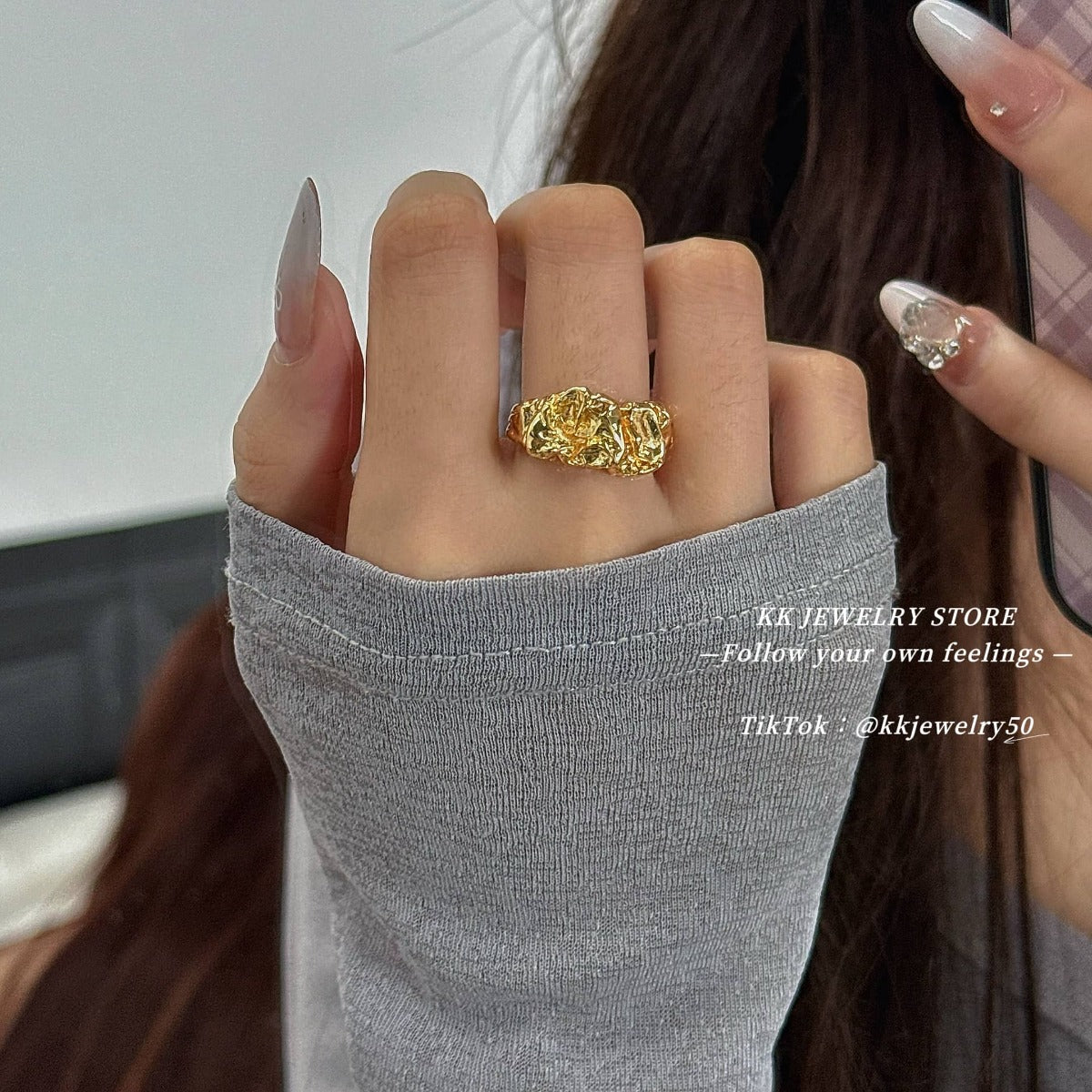 Tin foil lava irregular opening ring