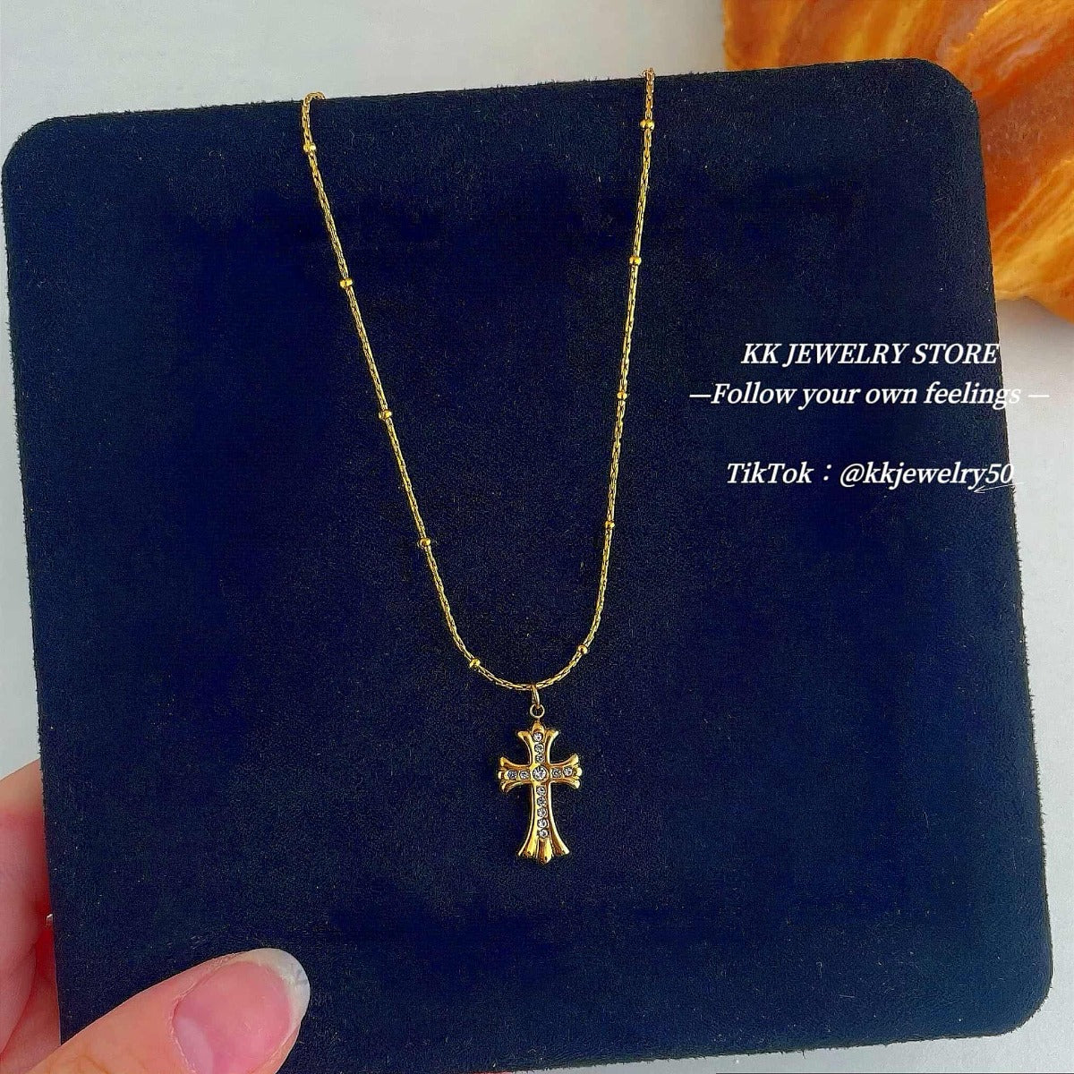 Golden cross necklace