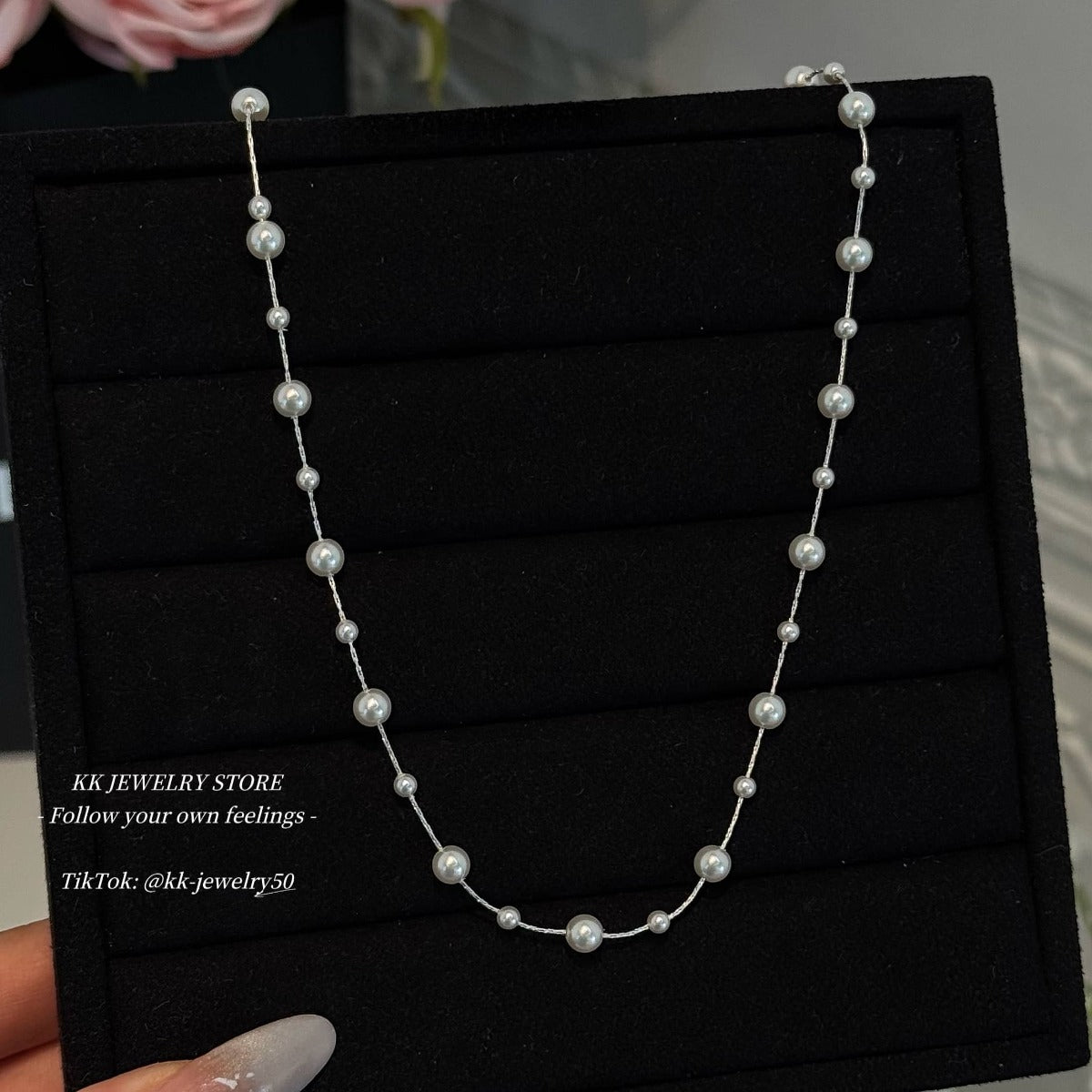 S925 Sterling Silver Gypsy White Pearl Necklace