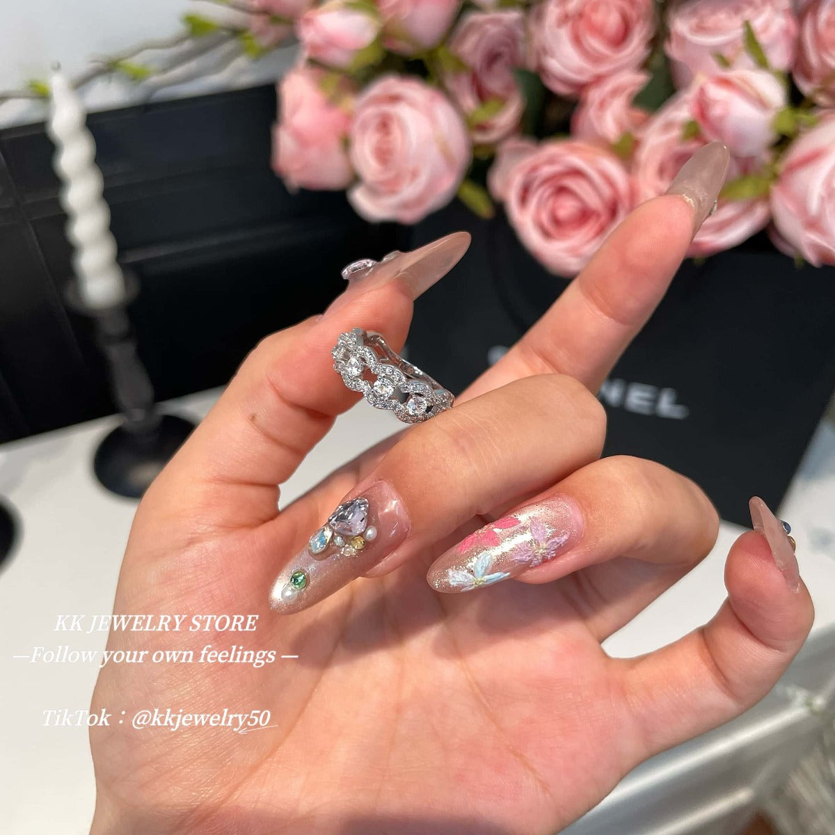 Special flash!! S925 silver new double-layer lace ring