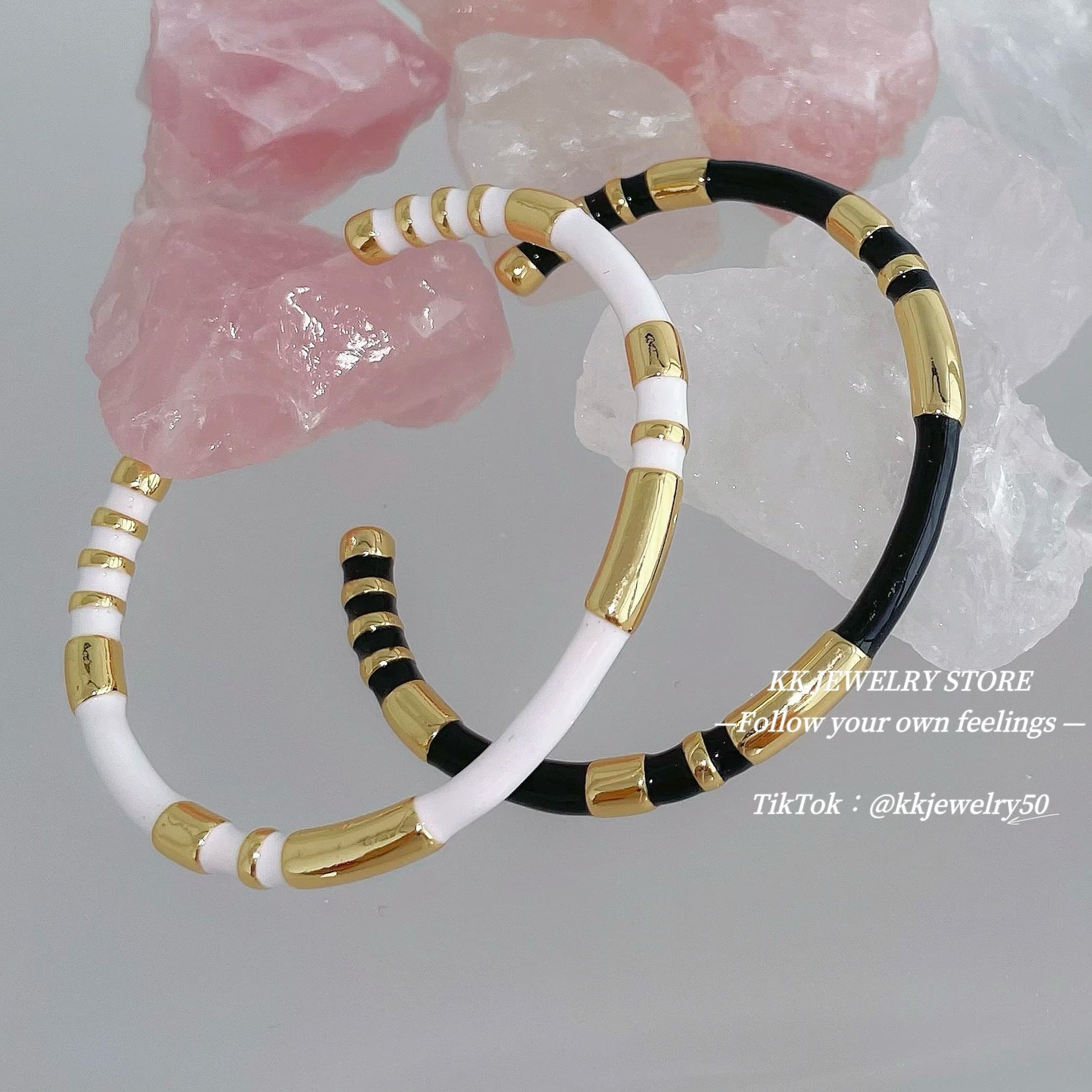 Enamel color matching brass bracelet