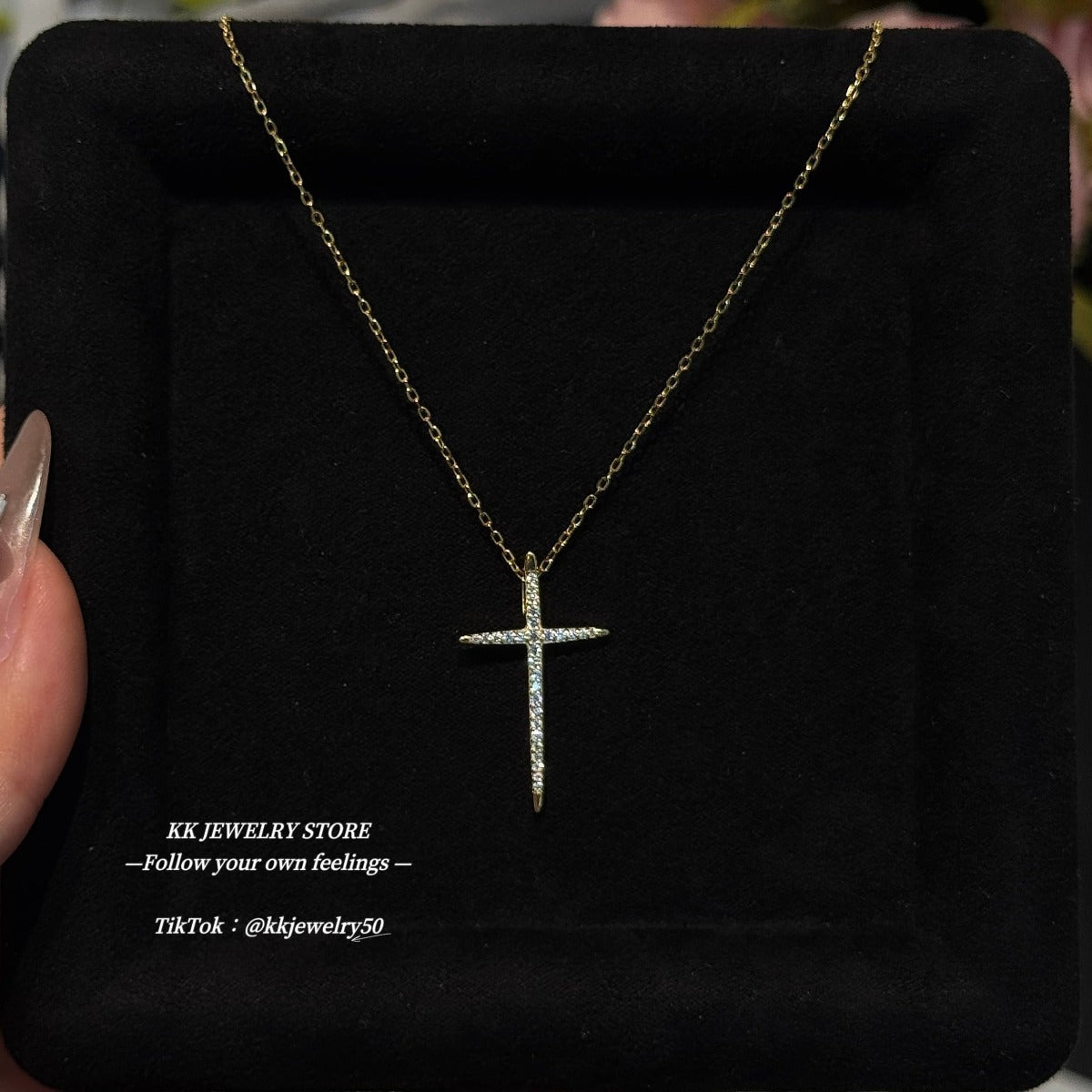 S925 Sterling Silver Very Fine Cross Necklace