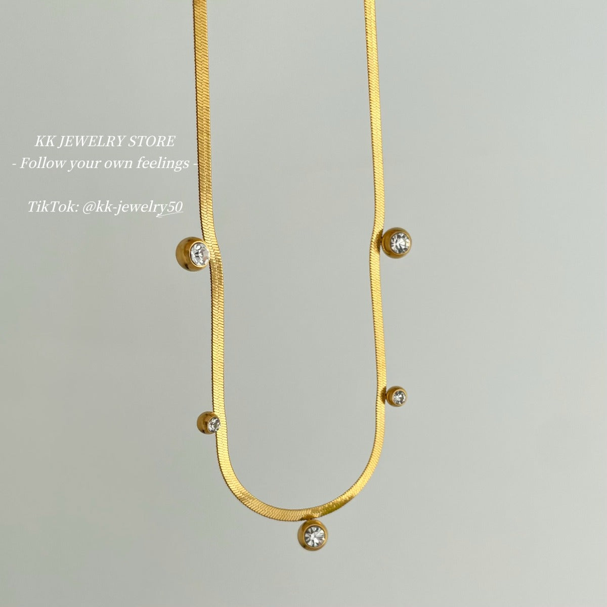 2Mm round zircon blade chain necklace 18k real gold electroplated titanium steel