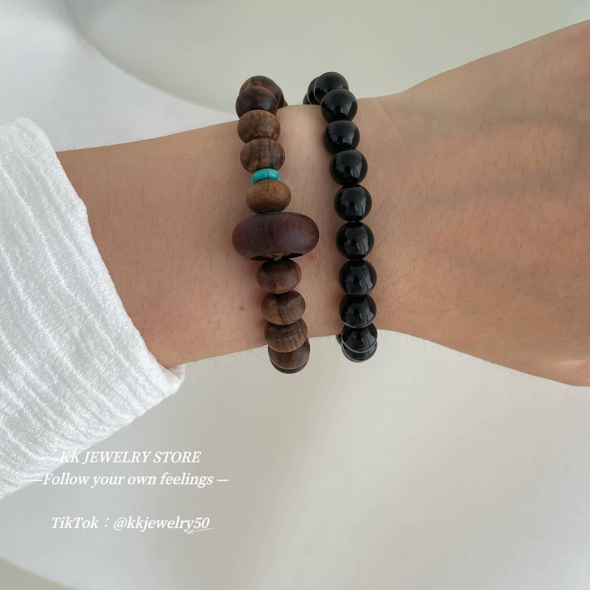 Natural green sandalwood rosewood turquoise septum abacus bead bracelet