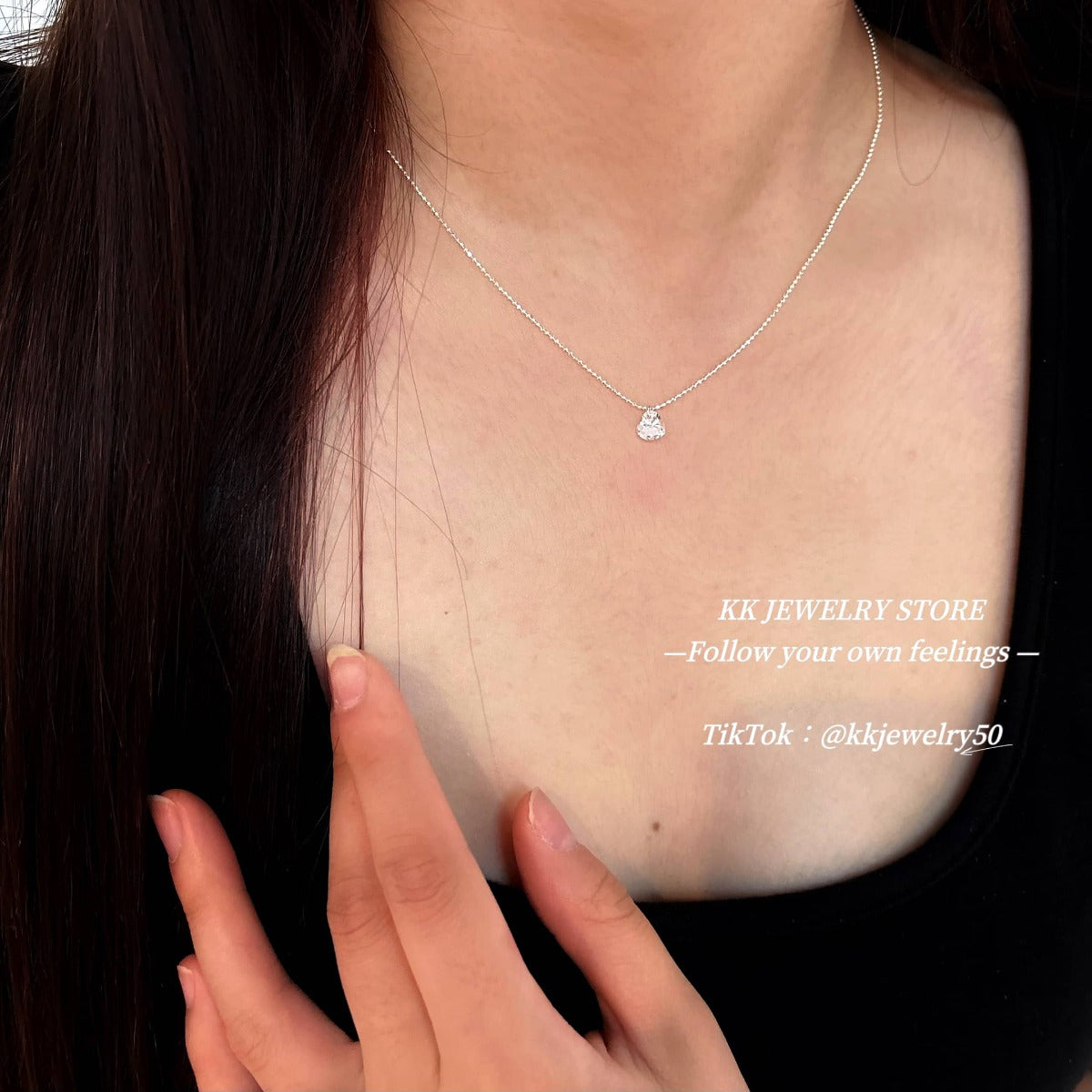 S925 Sterling Silver Love Shaped Zircon Necklace