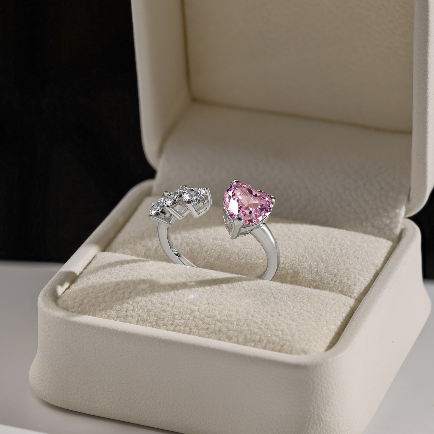 925 sterling silver barbie pink 8A ice flower cut zirconia ring