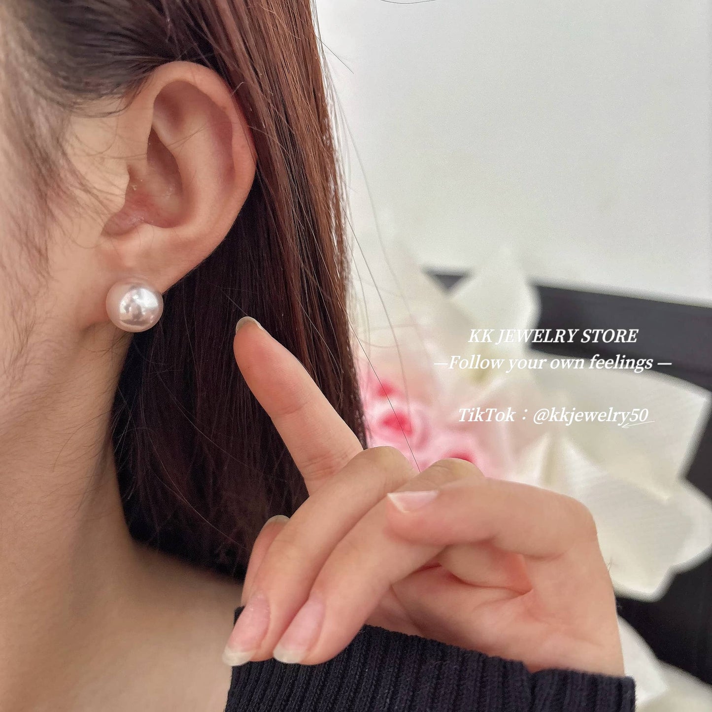 Rose Pink Purple Gentle Pearl Sterling Silver Stud Earrings