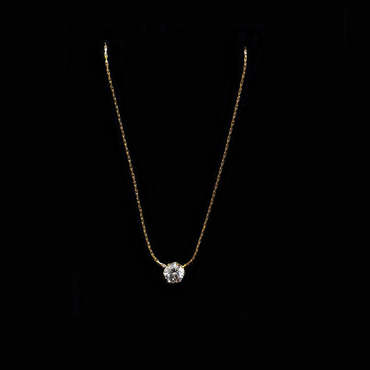 Zircon necklace pendant! Vacuum-plated 18K clavicle chain