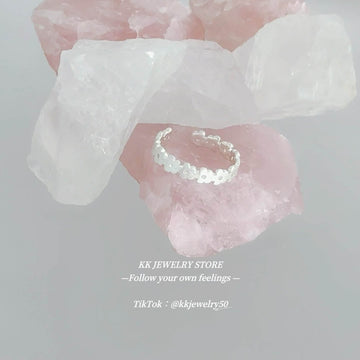 Plain ring small flower brushed frosted ring