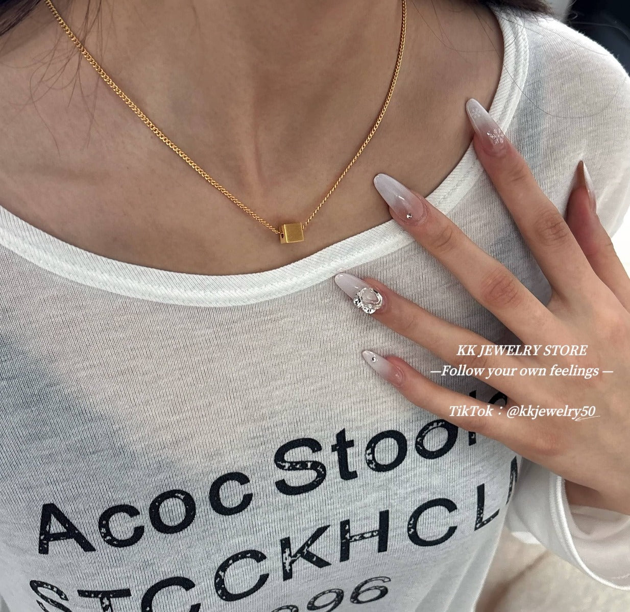 Minimalist Square Brass Brushed Necklace Earrings