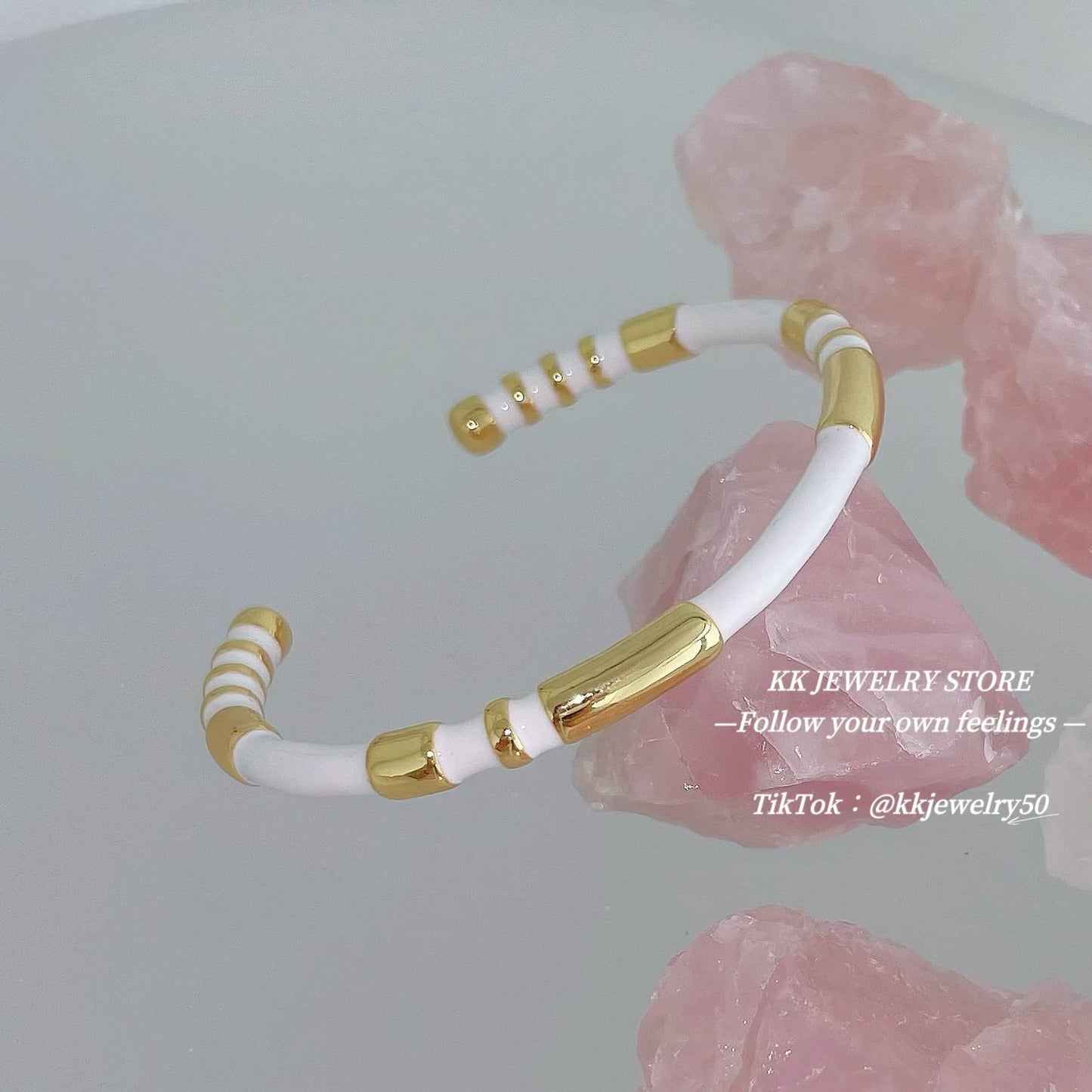 Enamel color matching brass bracelet