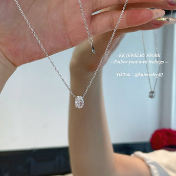 S925 sterling silver ice flower cut sugar cube necklace