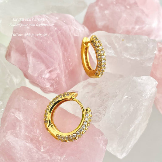 High color retention full diamond round earrings