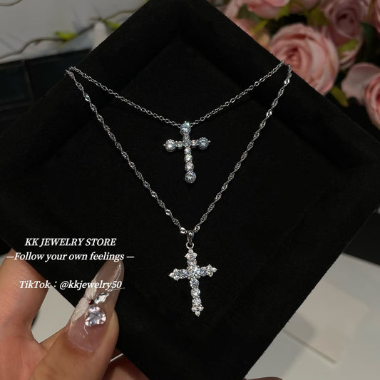 S925 Sterling Silver Love Cross Necklace