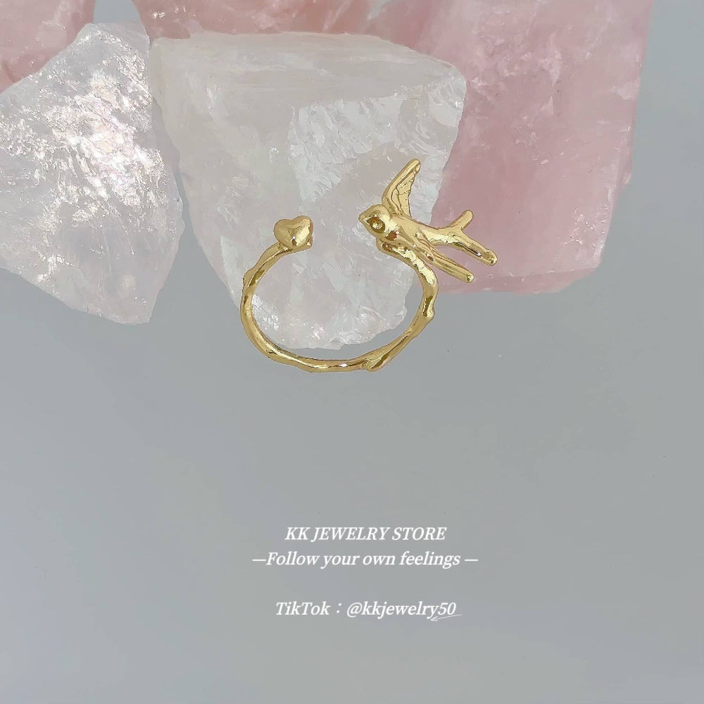 Nightingale and Crystal Brass Bracelet