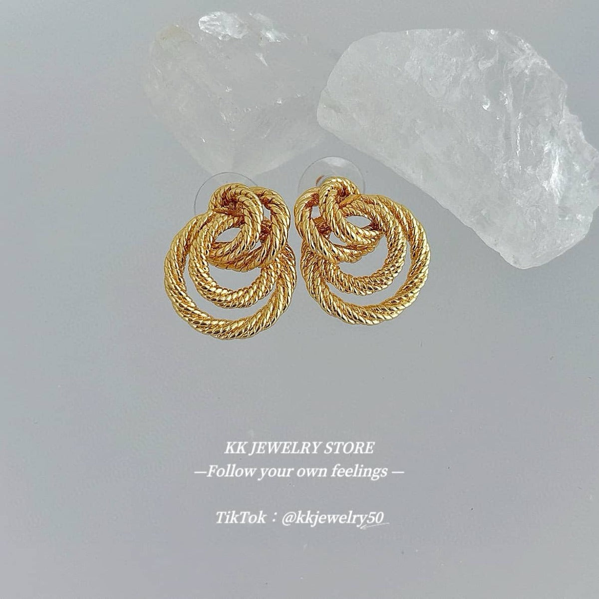 Brass 925 Silver Needle Braided Wrap Earrings