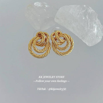 Brass 925 Silver Needle Braided Wrap Earrings