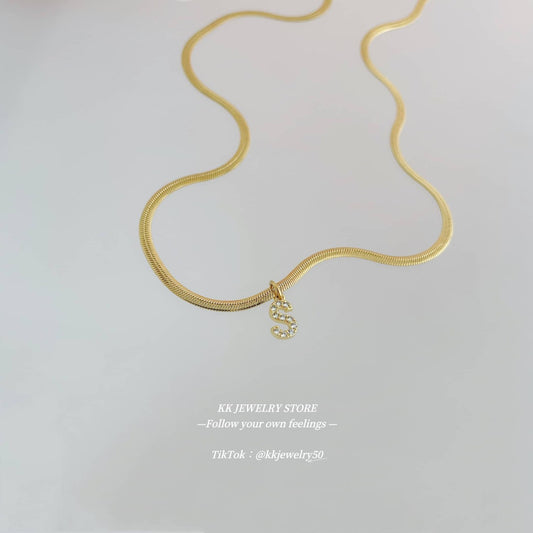 26 small letter snake chain necklaces with diamonds
