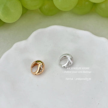925 Silver Needle Silver Brushed Gold Glossy Ear Buckle Earrings