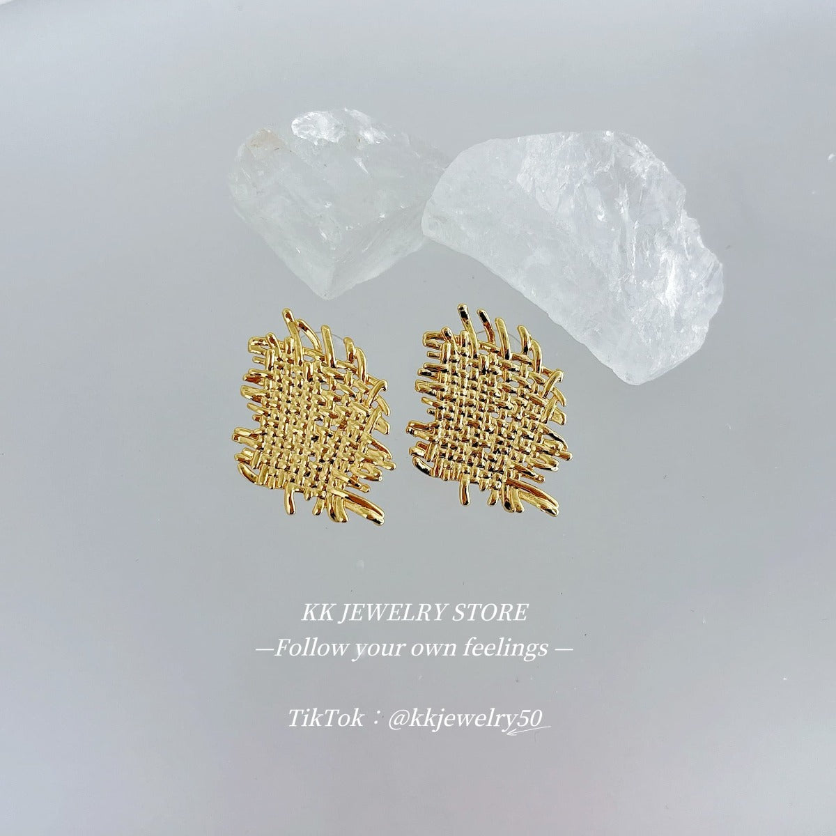 Woven Fabric Metal 925 Silver Needle Earrings