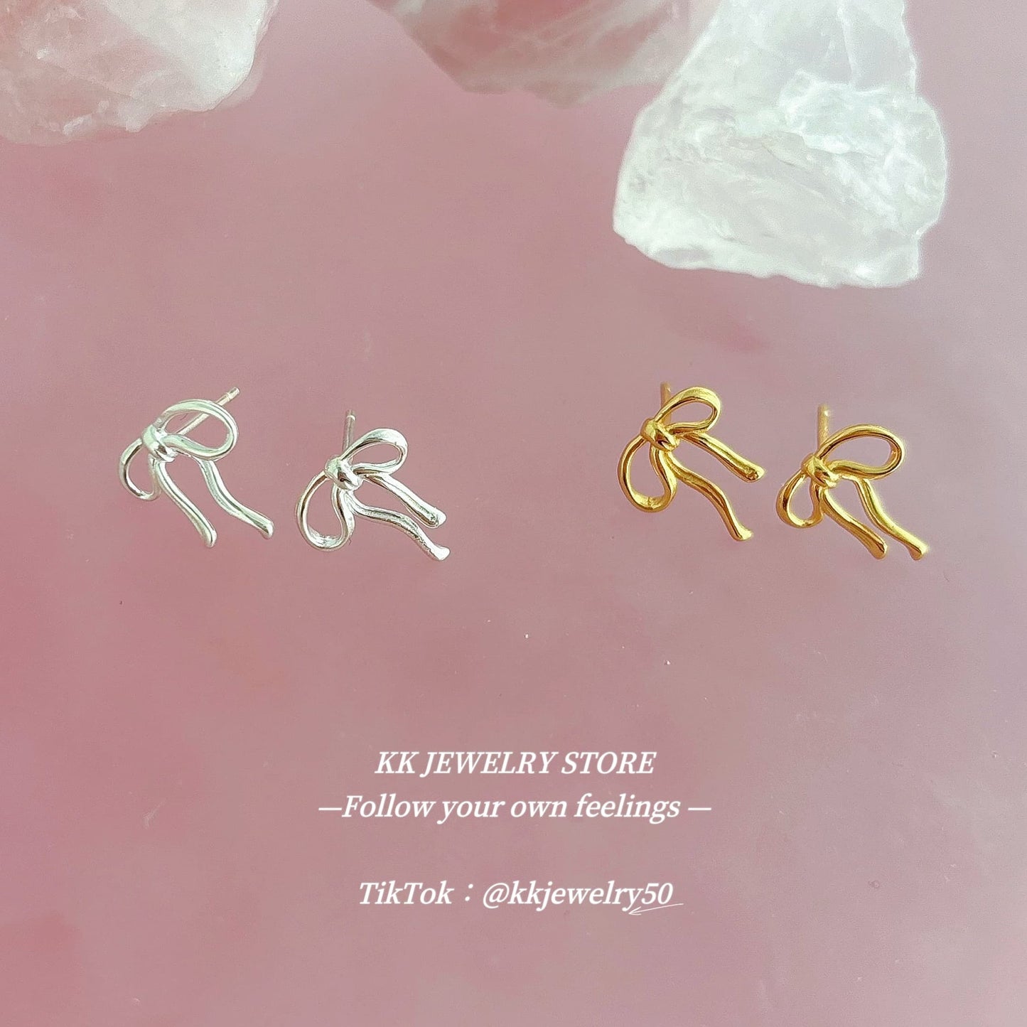 S925 Sterling Silver Ribbon Bow Stud Earrings