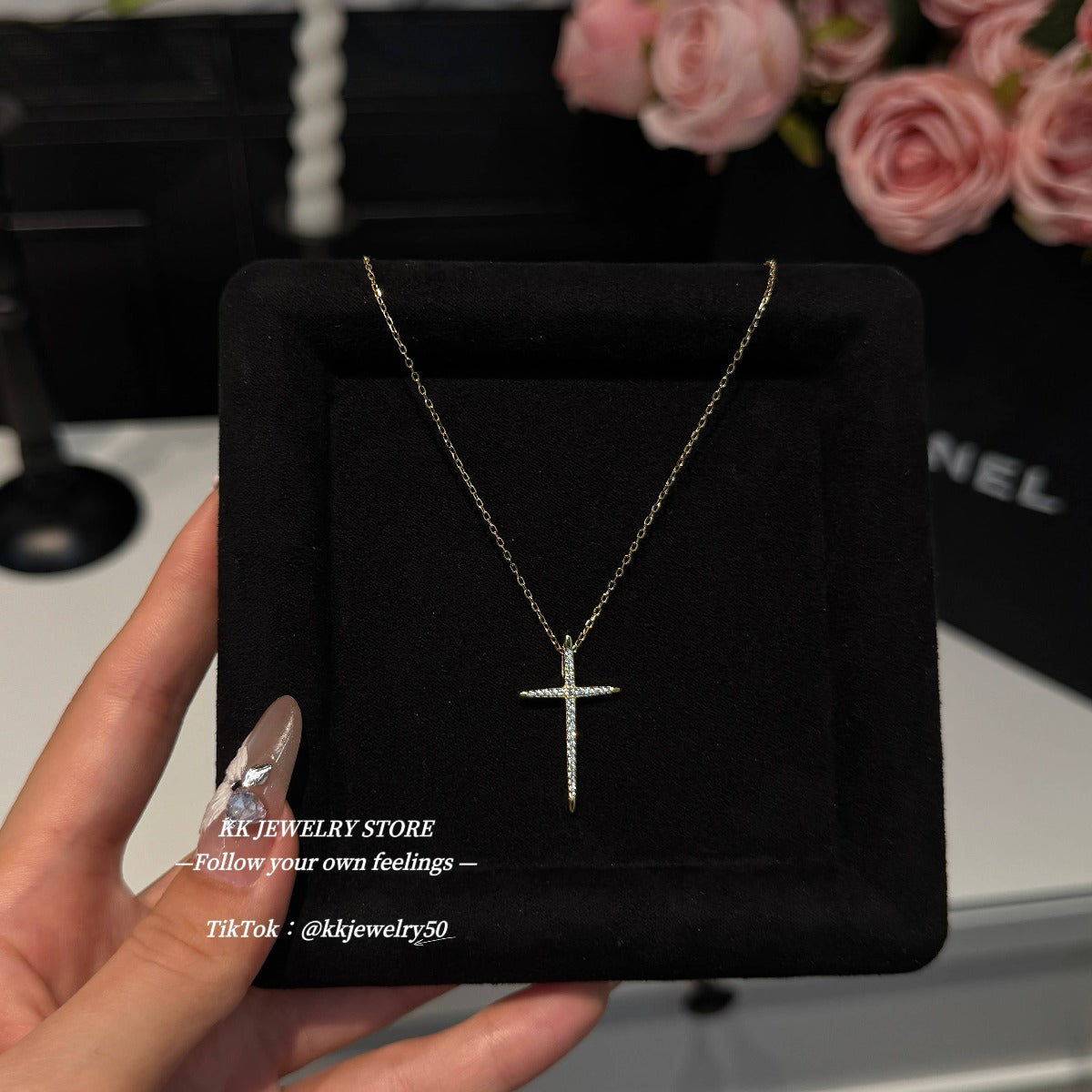 S925 Sterling Silver Very Fine Cross Necklace