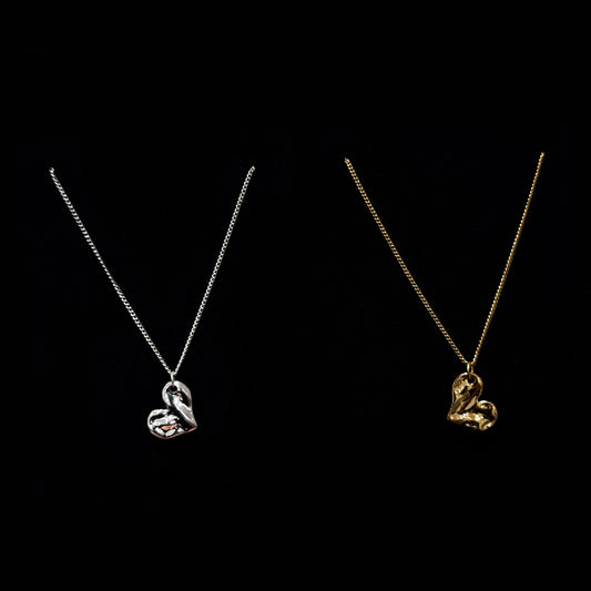 925 silver gold three-dimensional love necklace