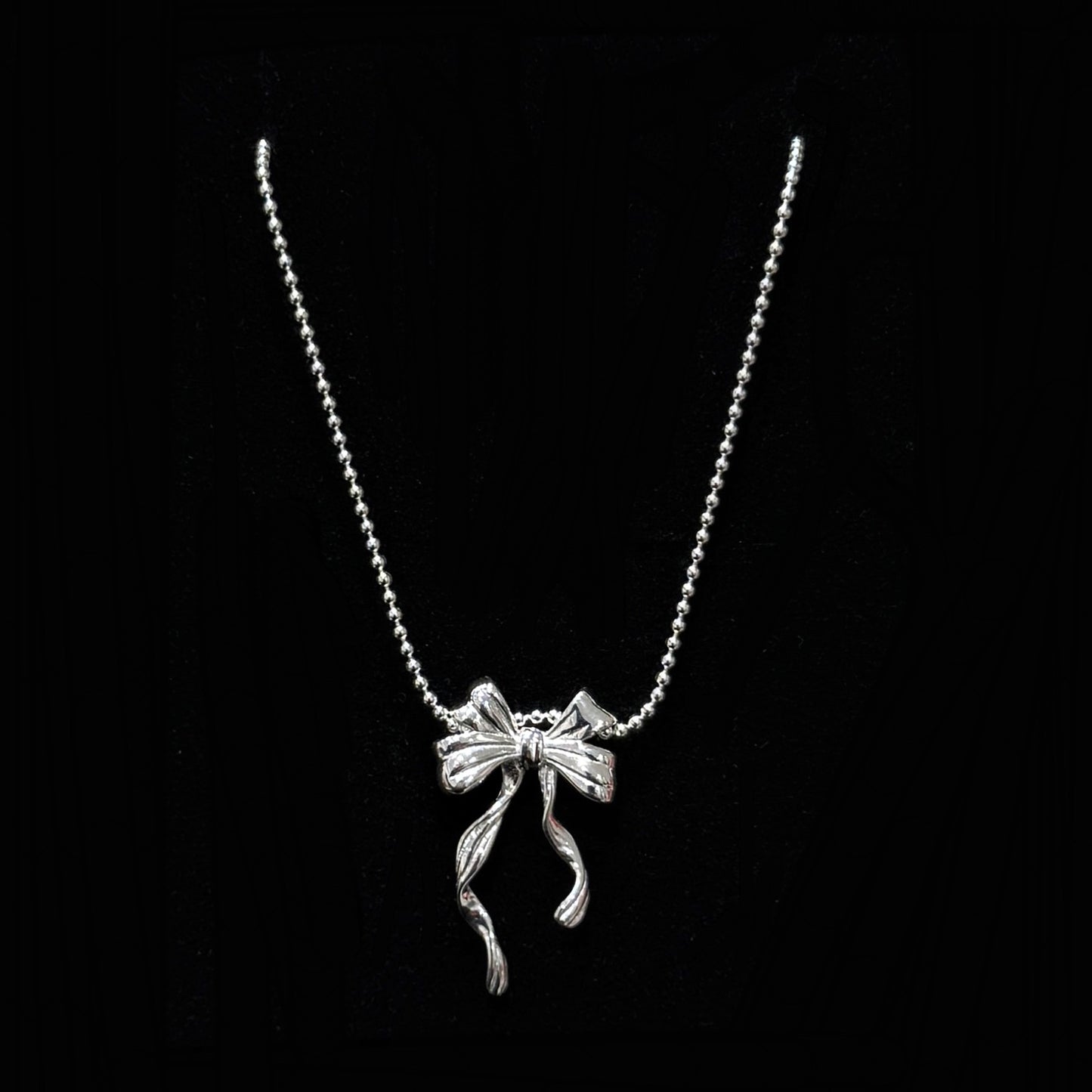 925 silver double layer smart bow necklace