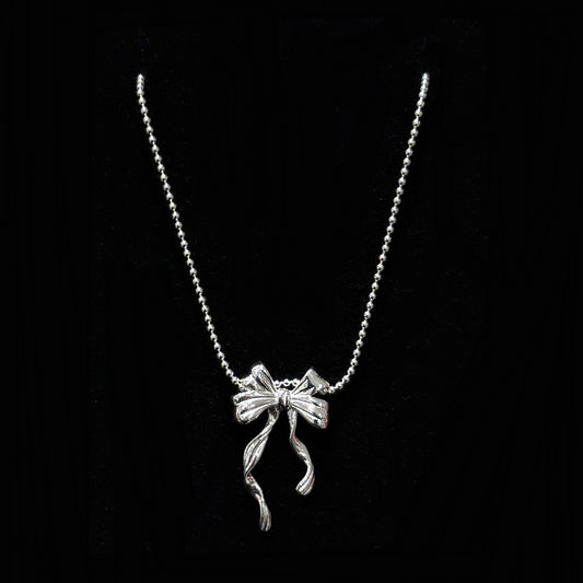 925 silver double layer smart bow necklace