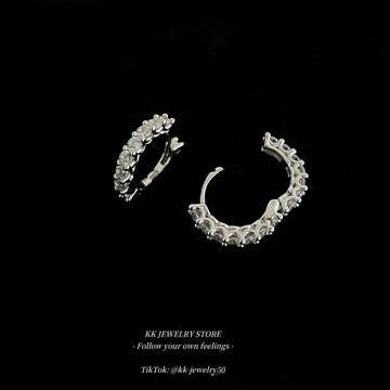 S925 Silver Circle Diamond Earrings