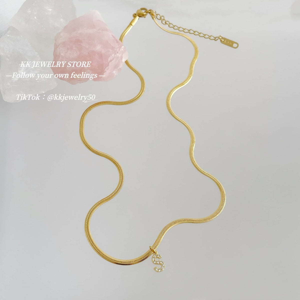 26 small letter snake chain necklaces with diamonds