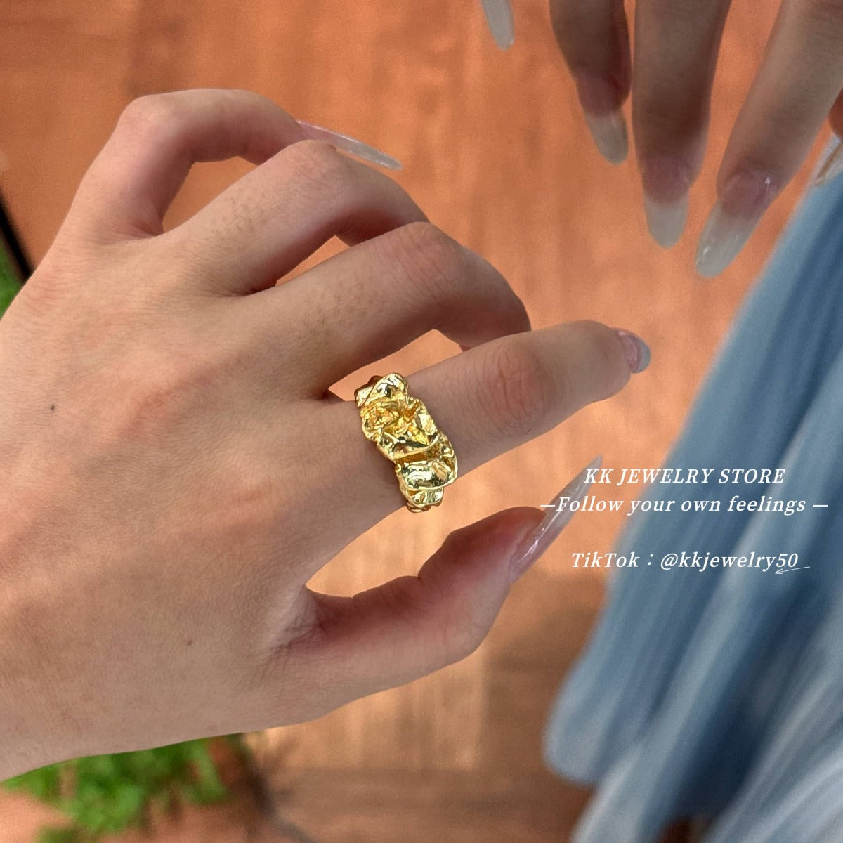 Tin foil lava irregular opening ring