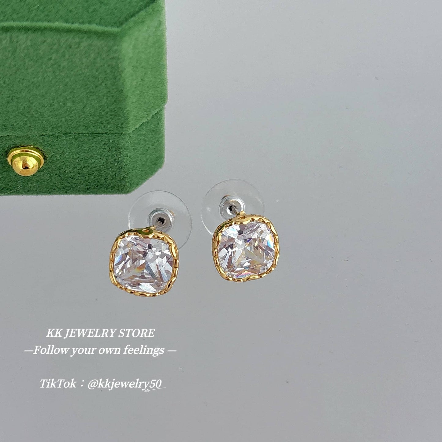 S925 Silver Needle French Gemstone Brass Earrings