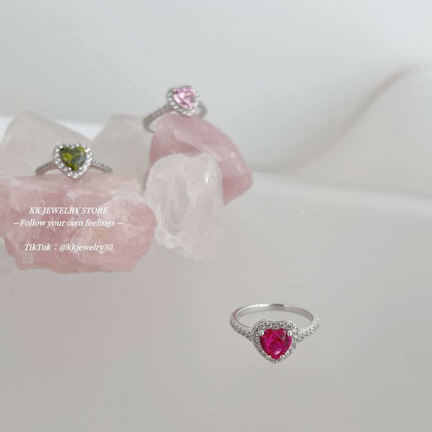 S925 Sterling Silver Colored Diamond Love Ring