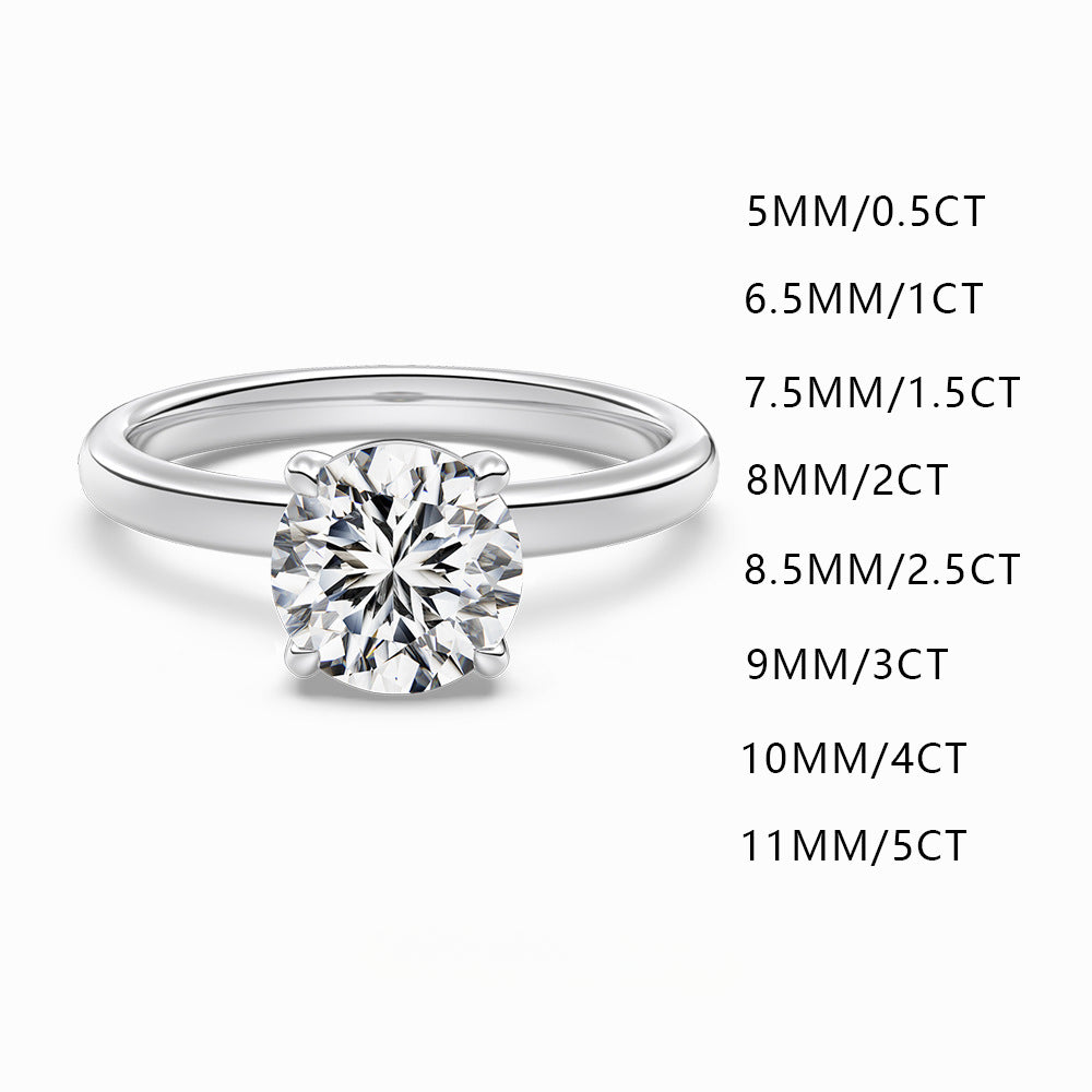 S925 Sterling Silver Single Main Diamond Proposal Wedding Ring