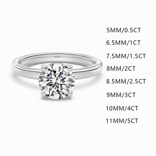 S925 Sterling Silver Single Main Diamond Proposal Wedding Ring