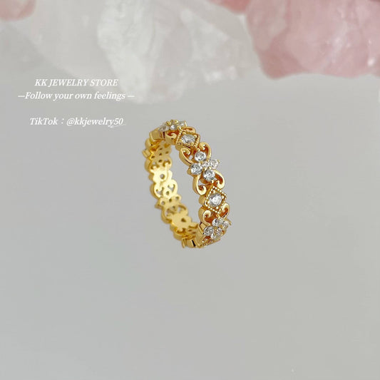 Fingertip Elf~ S925 Sterling Silver Ancient Flash Diamond Iris Ring