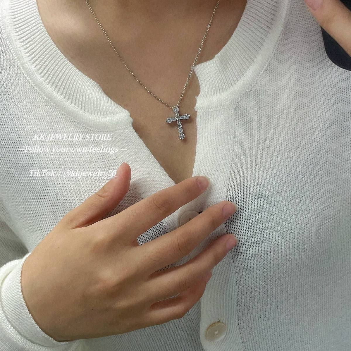 S925 Sterling Silver Love Cross Necklace
