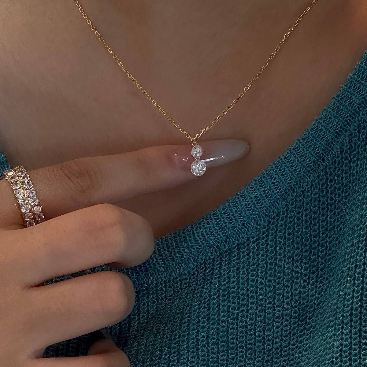 S925 Sterling Silver Oval Water Drop Pendant Necklace