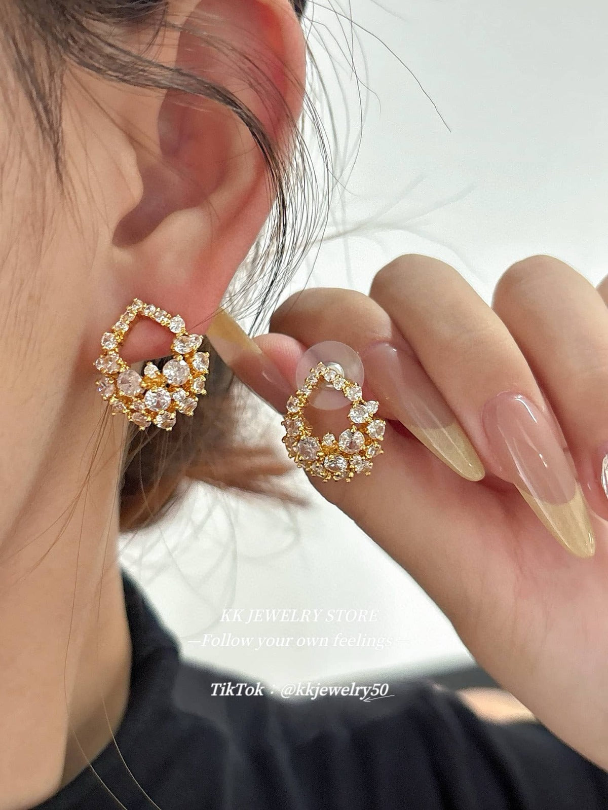 925 Silver Needle Water Drop Gem Earrings