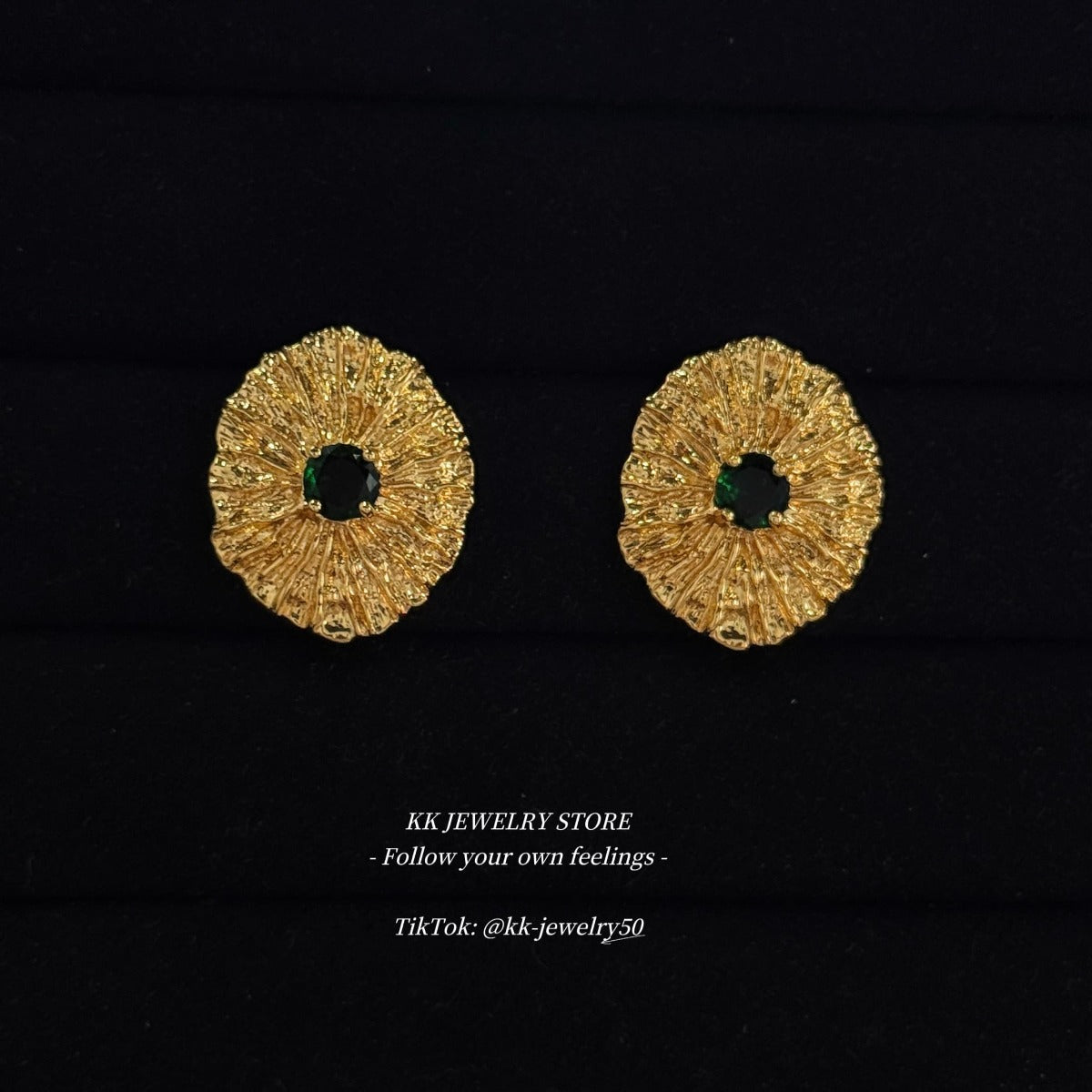 Brass medieval high texture texture stud earrings