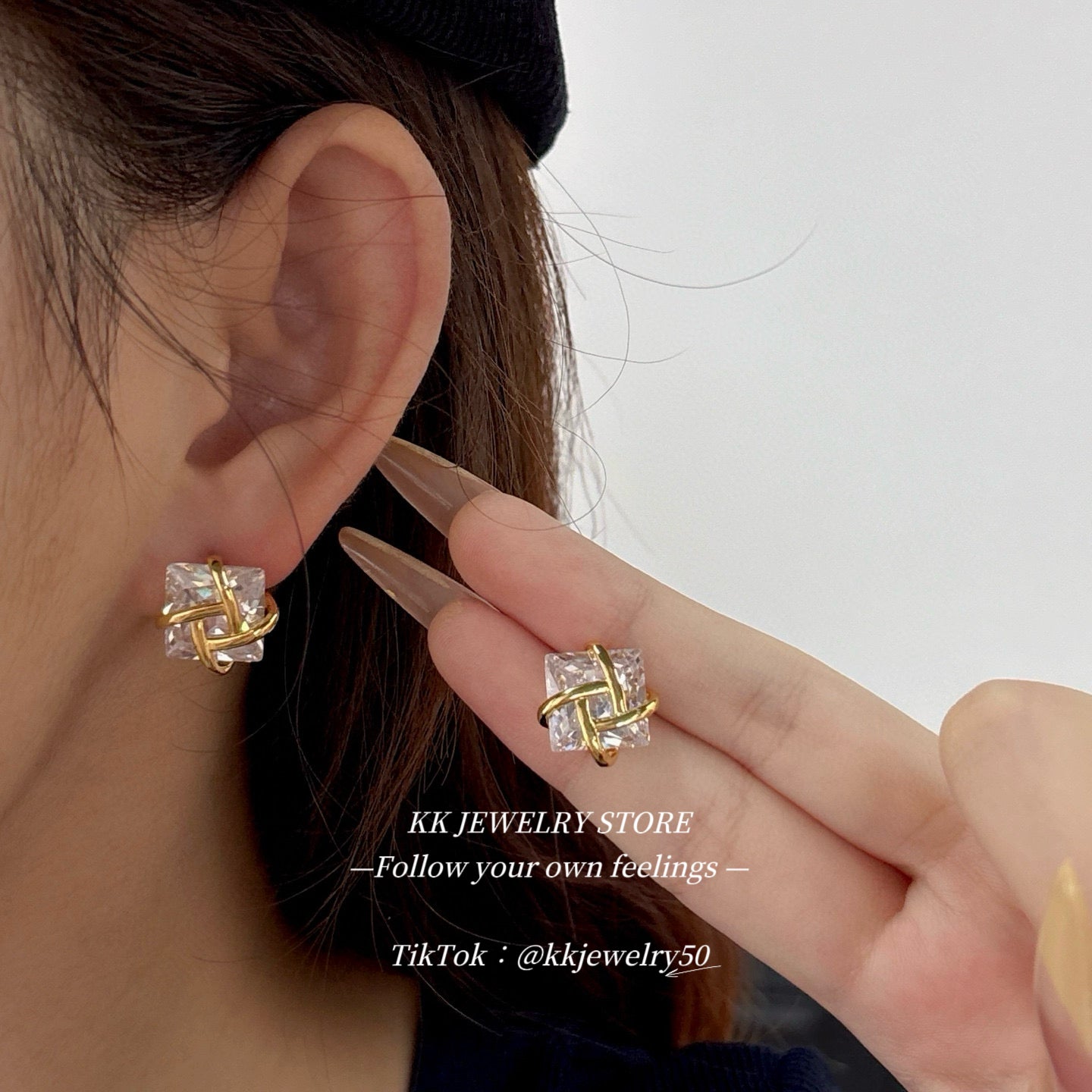 Brass gemstone earrings