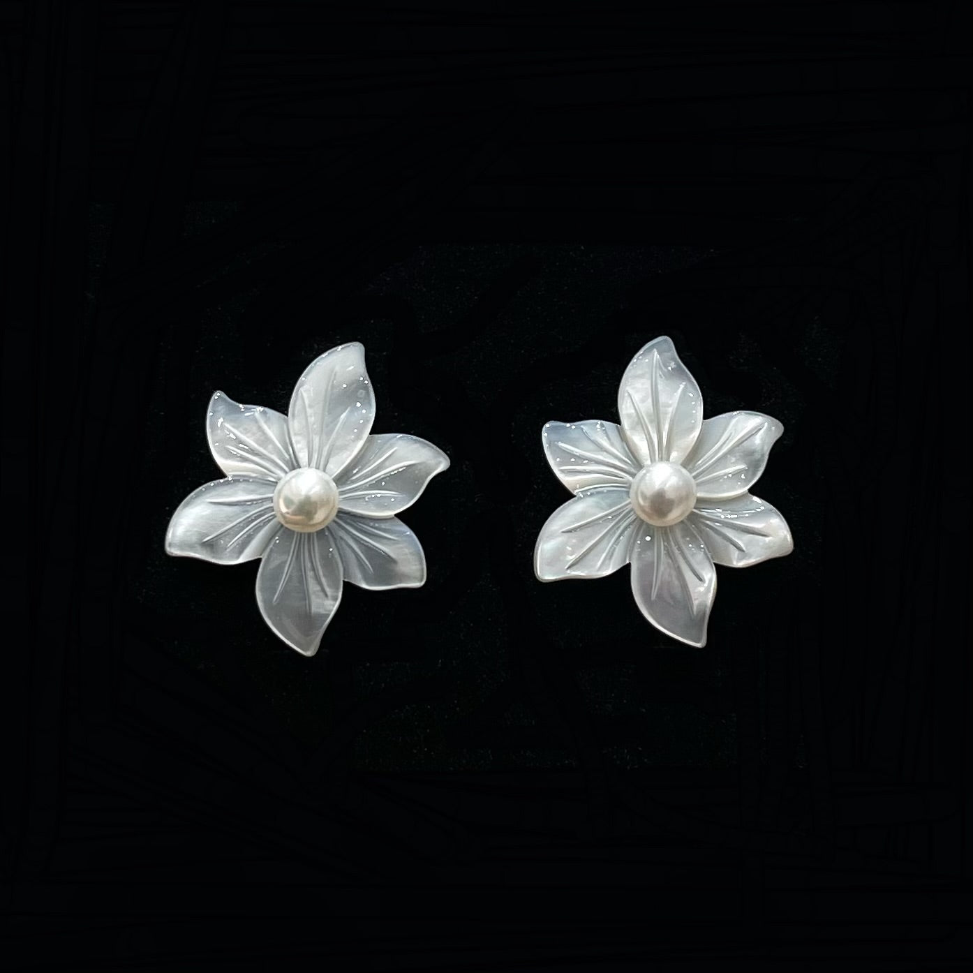 925 Silver White Orchid Natural Pearl Stud Earrings